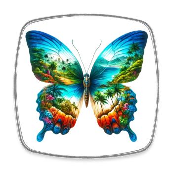 Schmetterling - Viereckiger Kühlschrankmagnet - Weiß - Vorne