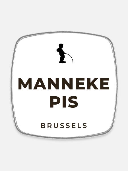 Manneken Piss Bruxelles - Magnet carré - blanc