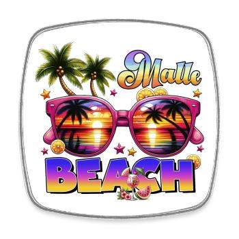 Malle Urlaub Strandparty Mallorca lustige Sprüche - Viereckiger Kühlschrankmagnet - Weiß - Vorne