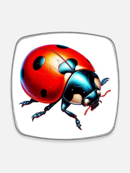 Coccinelle - Magnet carré - blanc