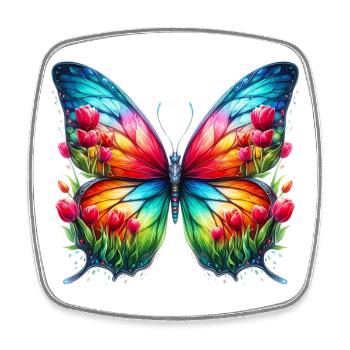 Butterfly Flowers Tulips Tulip Holland - Square fridge magnet - white - Front