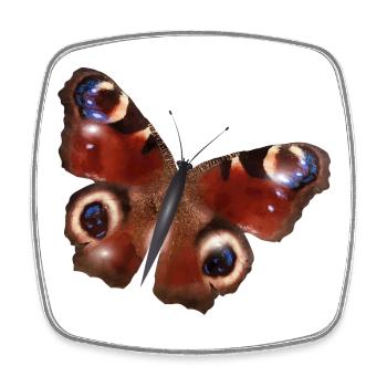 magnifique papillon paon - Magnet carré - blanc - Devant