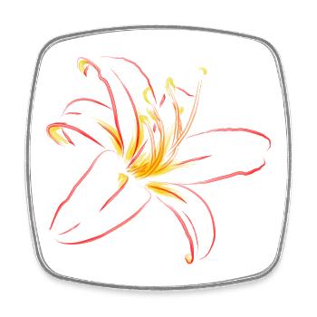 Flame Blossom Line Art - Square fridge magnet - white - Front