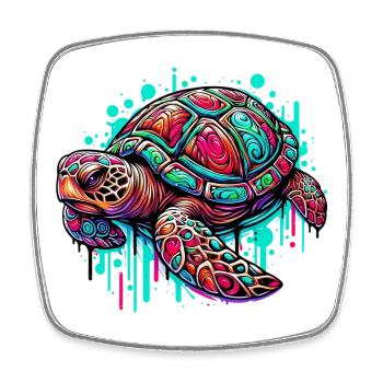 Tortue - Magnet carré - blanc - Devant