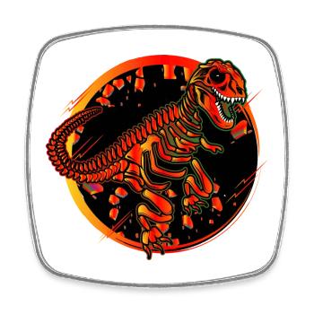Dinosaur Skeleton Colorful Dino Fossil Patch - Square fridge magnet - white - Front