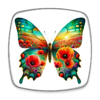 Schmetterlingsblumen Mohnfeld - Viereckiger Kühlschrankmagnet - Weiß - Vorne