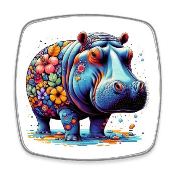 Hippopotamus - Square fridge magnet - white - Front