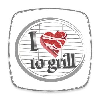 Meat as a heart on the grill - love for grilling - Square fridge magnet - white - Front