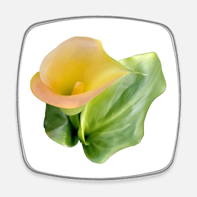 LYS CALLA JAUNE - Magnet carré - blanc