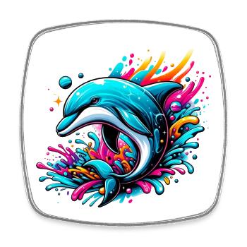Dolphin - Square fridge magnet - white - Front