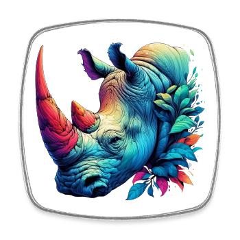 Rhinoceros - Square fridge magnet - white - Front