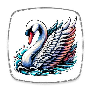 Cygne - Magnet carré - blanc - Devant