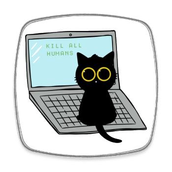 Kill All Humans Cat - Viereckiger Kühlschrankmagnet - Weiß - Vorne
