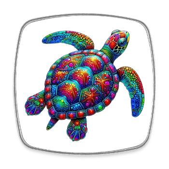 Tortue - Magnet carré - blanc - Devant