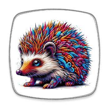 Igel - Viereckiger Kühlschrankmagnet - Weiß - Vorne