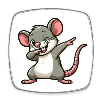 Ratte und Maus Dabbing Cartoon - Viereckiger Kühlschrankmagnet - Weiß - Vorne