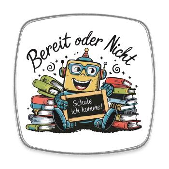 Einschulung erster Schultag kleiner Roboter - Viereckiger Kühlschrankmagnet - Weiß - Vorne