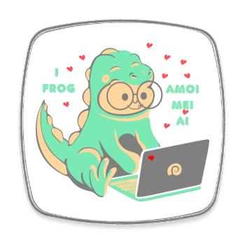 Liebe 💘 I frog amoi mai AI - Viereckiger Kühlschrankmagnet - Weiß - Vorne