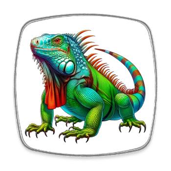 Leguan - Viereckiger Kühlschrankmagnet - Weiß - Vorne
