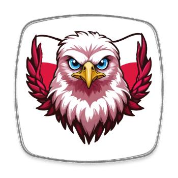 Aigle Polska Pologne Drapeau polonais - Magnet carré - blanc - Devant