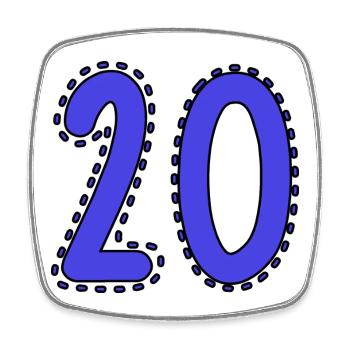 20. 20 ANS. 20e ANNIVERSAIRE. ANNIVERSAIRE 20 ANS. - Magnet carré - blanc - Devant
