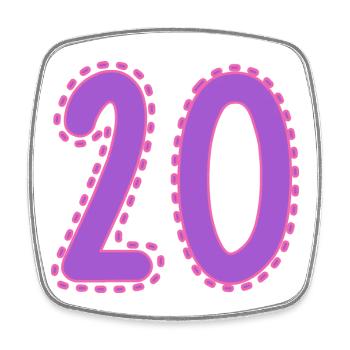 20. 20 ANS. 20e ANNIVERSAIRE. ANNIVERSAIRE 20 ANS. - Magnet carré - blanc - Devant