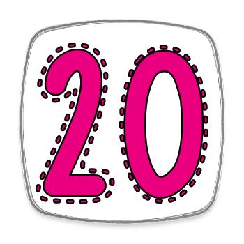 20. 20 ANS. 20e ANNIVERSAIRE. ANNIVERSAIRE 20 ANS. - Magnet carré - blanc - Devant