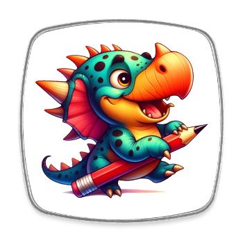 Dino Kawaii avec Crayon Mignon Dinosaure Enfant - Magnet carré - blanc - Devant