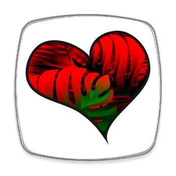 Coeur avec feuilles de fougère Monstera brillantes Copie - Magnet carré - blanc - Devant