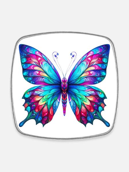 Butterfly - Square fridge magnet - white