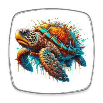 Turtle - Square fridge magnet - white - Front