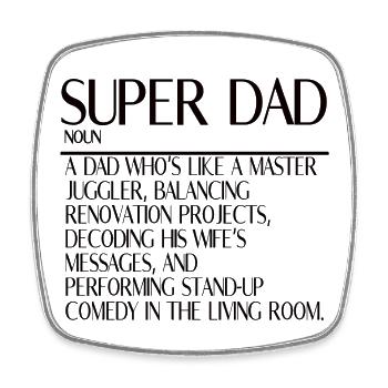 Super Papa – Multitasking ohne Pause - Viereckiger Kühlschrankmagnet - Weiß - Vorne