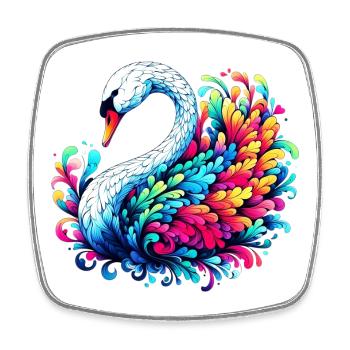 Schwan - Viereckiger Kühlschrankmagnet - Weiß - Vorne