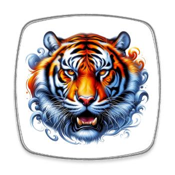 Tiger - Viereckiger Kühlschrankmagnet - Weiß - Vorne