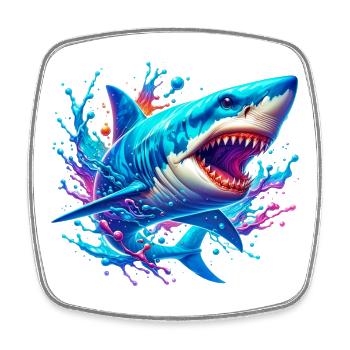 Requin - Magnet carré - blanc - Devant