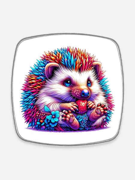 Hedgehog - Square fridge magnet - white