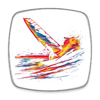Oldschool Windsurfing - Square fridge magnet - white - Front