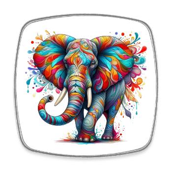 Elefant - Viereckiger Kühlschrankmagnet - Weiß - Vorne