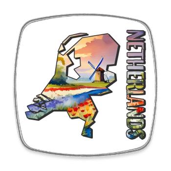 Watercolor Map Netherlands - Square fridge magnet - white - Front