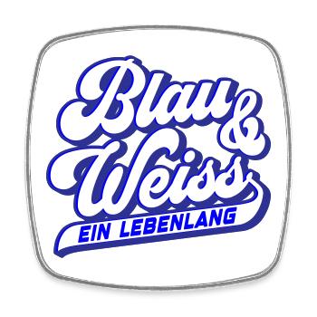 Blau & Weiss ein Lebenlang | Farben änderbar - Viereckiger Kühlschrankmagnet - Weiß - Vorne