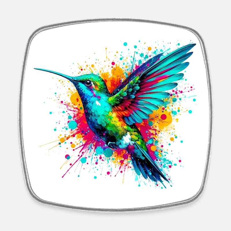 Colibri - Magnet carré - blanc