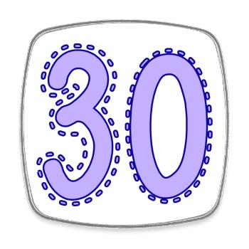 30. 30 JAHRE. 30. JAHRESTAG. 30-JÄHRIGES JUBILÄUM. - Viereckiger Kühlschrankmagnet - Weiß - Vorne