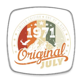1971 Juli 1971 Hemd Geburtstag 1971 Geschenk - Viereckiger Kühlschrankmagnet - Weiß - Vorne