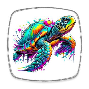 Schildkröte - Viereckiger Kühlschrankmagnet - Weiß - Vorne