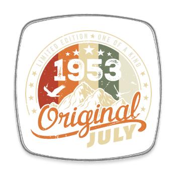 1953 Juli 1953 Hemd Geburtstag 1953 Geschenk - Viereckiger Kühlschrankmagnet - Weiß - Vorne