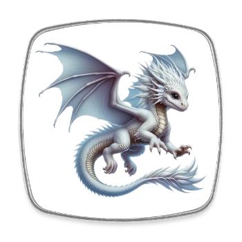Drache - Viereckiger Kühlschrankmagnet - Weiß - Vorne