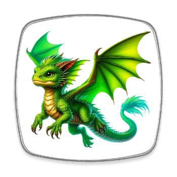 Drache - Viereckiger Kühlschrankmagnet - Weiß - Vorne