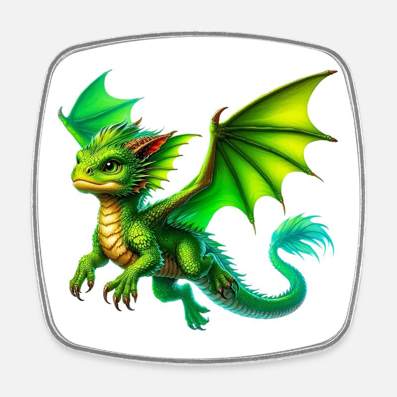 Dragon - Magnet carré - blanc