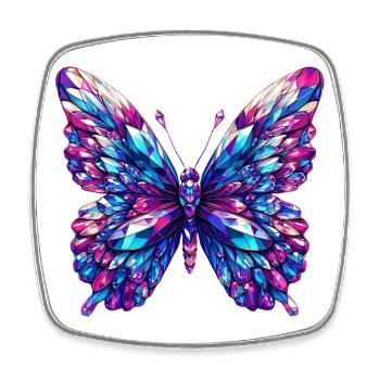 Crystal Butterfly - Square fridge magnet - white - Front