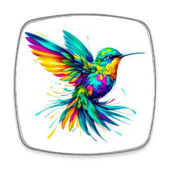 Kolibri - Viereckiger Kühlschrankmagnet - Weiß - Vorne